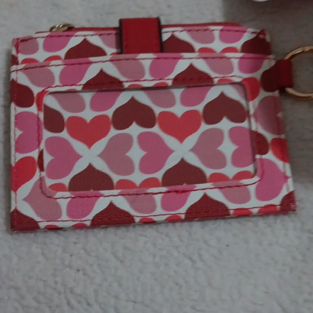 Red Pom Pom Keychain Bracelet with Card Holder